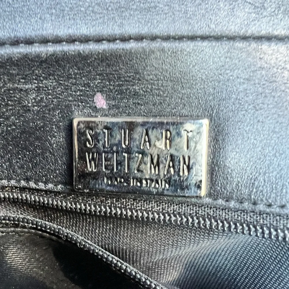 Stuart Weitzman Alligator Embossed Leather‎ Frame  Handbag Black Silver 90s Y2k